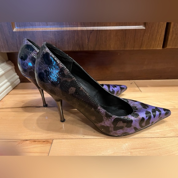 Spring Purple Leopard Pumps Size 38 - Picture 4 of 4